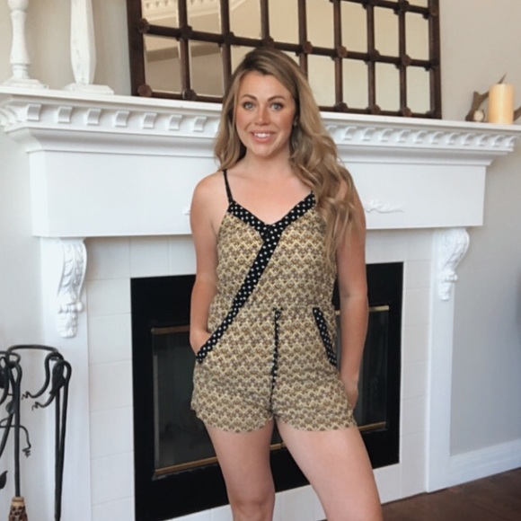 Target Yellow Floral Pattern Cross Over Romper S - Picture 2 of 8